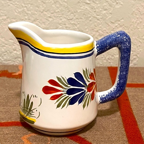 Vintage Henriot Quimper France Hand Painted Small Creamer Syrup Pitcher 4.5” - Picture 3 of 7